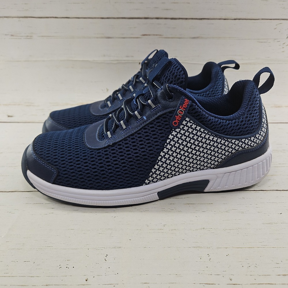 Orthofeet Edgewater Mens 10.5 2E Wide Blue Athletic Shoes Sneakers Comfort 616